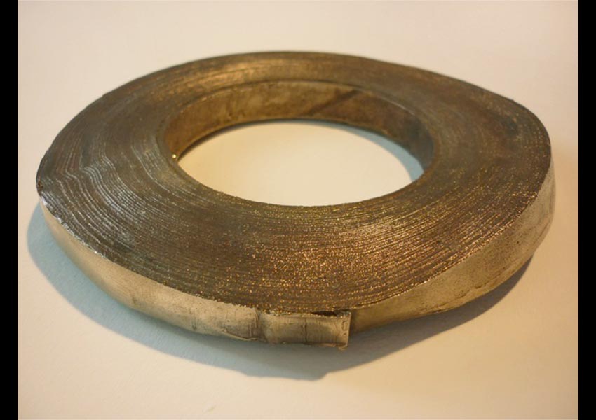 Stuck, bronzecast of roll of Sellotape, 2013